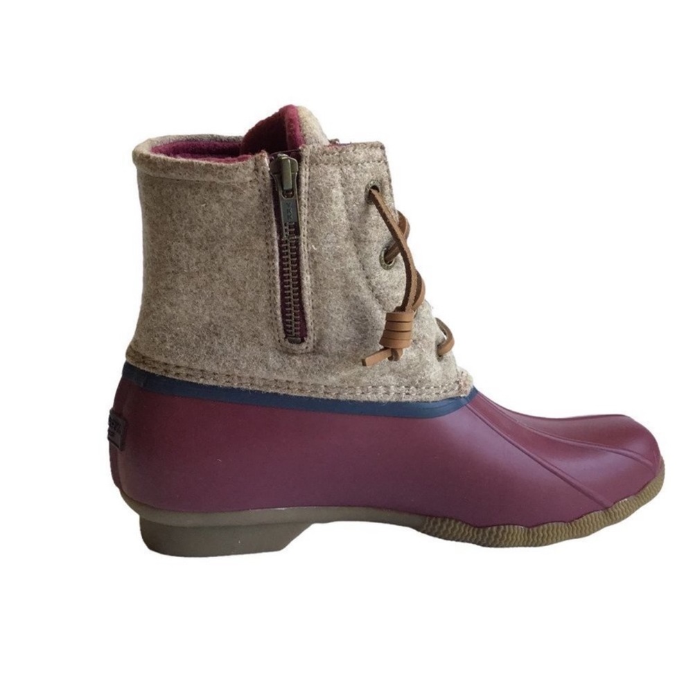 Sperry Saltwater Wool Womens Rain Duck Boots Tan Burgundy
Lace Up Fall Winter
